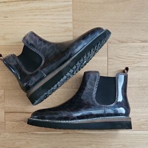 Brown Leopard Print Chunky Chelsea Boots